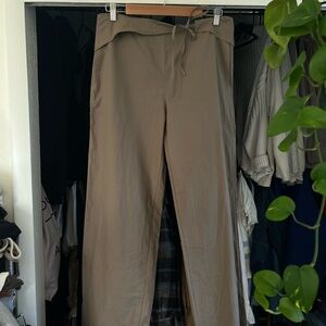 Women's Tan Wide-Leg Trousers